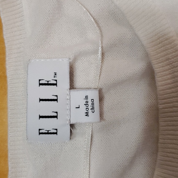 🖤🙌 HP 🙌🖤Elle Lace Embellished Crew Sweater, Lg cream color w/ black lace; - Picture 6 of 9